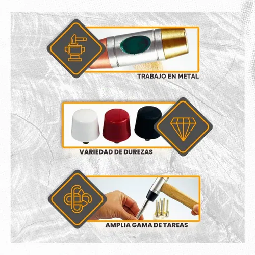 Vista 4 de SE Martillo intercambiable dual 5 en 1 - Cobre roscado, caras de latón - Martillo de armería de 9 pulgadas - 8355HH