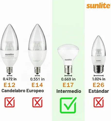Vista 7 de Sunlite Mini bombillas LED R14, 4 vatios (equivalente a 25 W), 280 lúmenes, base intermedia (E17), regulable, certificación ETL, blanco suave