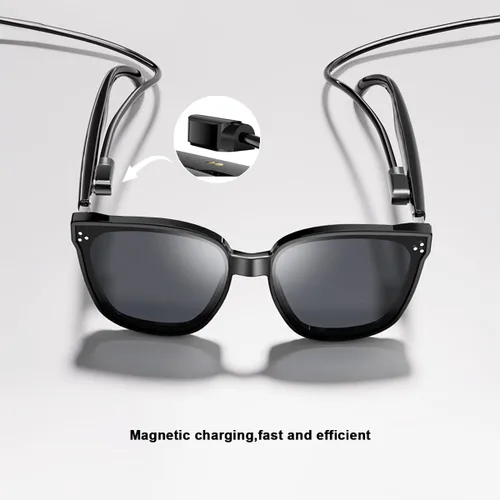 Vista 6 de Gafas de sol inteligentes Bluetooth, gafas de audio, lentes de nailon, micrófono y altavoz incorporados, protección UV, asistente de voz