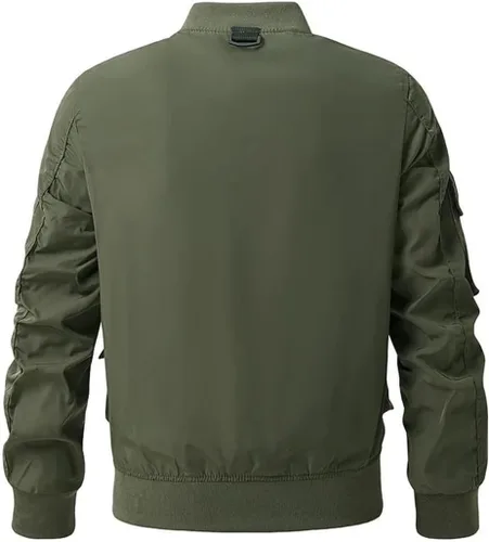 Vista 6 de Men Bomber Multiple Pockets Tooling Good Quality Outerwear Fit Aviator Jackets Coats Black