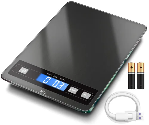 Vista 7 de hito Báscula de alimentos de 22 libras, báscula digital de cocina con carga dual tipo C y batería, precisión de 1 g/0.1 oz, pantalla LCD
