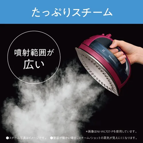 Vista 4 de Panasonic NI-WL707-P - Plancha inalámbrica con cabezal de vapor W, color rosa