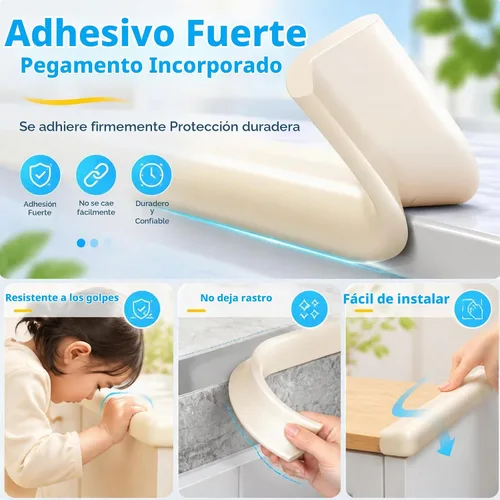 Vista 3 de ZOMPAGO - Protector de bordes de espuma para bebé, seguridad para muebles, 1 rollos + 8 esquinas