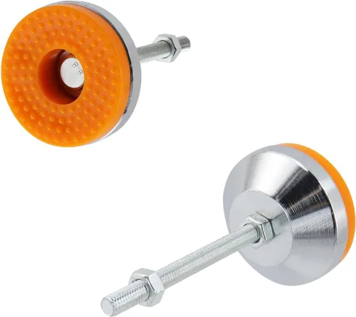 Vista 2 de T Tulead Pies de nivelación M8xH100, nivelador ajustable de acero al carbono, patas de andamio, niveladores de piso de goma de 2.36 pulgadas