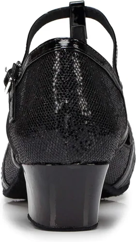 Vista 2 de Minishion Zapatos de salón de salsa con purpurina para mujer con correa en T