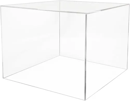 Vista 19 de Caja elevadora de acrílico de 12 x 12 x 9 pulgadas con un lado abierto sin tapa, negro brillante, versátil cubo cuadrado de almacenamiento