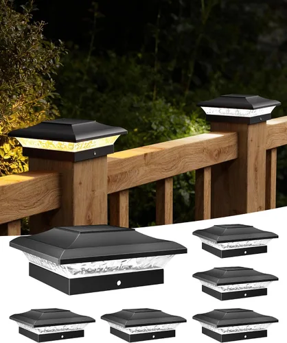 Vista 12 de T-SUN Luces de Tapa de Poste 4x4 Paquete de 6 para Cerca de Vinilo/Madera, Exterior Impermeable Blanco Cálido y Frío, Luces Solares de Poste