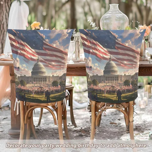 Vista 6 de 4th of July Independence Day White House Decorative Dorm Desk Chair Cover for Bedroom Anti-Dust Slip Cover protectores para sillas de comedor 6 Set