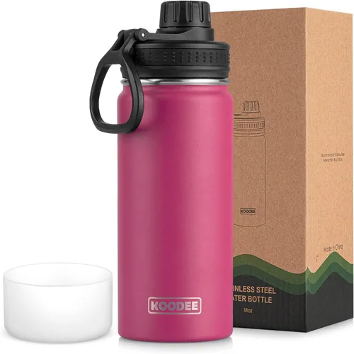 Vista 55 de koodee Botella de agua para niños, botella de agua de acero inoxidable de 12 onzas con aislamiento al vacío para la escuela, botella de agua de boca