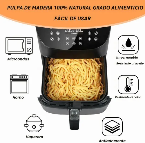 Vista 5 de BYKITCHEN Revestimientos para freidora de aire de 9.4x8.7 pulgadas compatibles con freidora de aire de 4-7QT y freidora de aire multifuncional