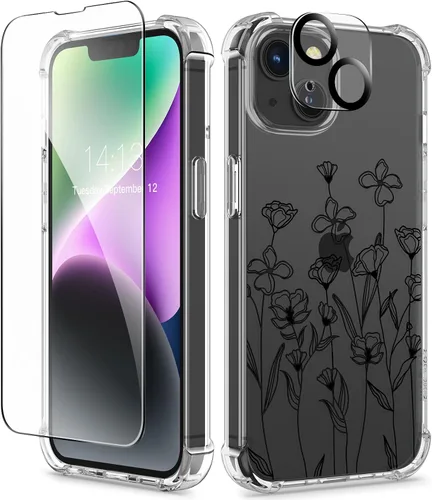 Vista 80 de GVIEWIN - Funda para iPhone 11 con protector de pantalla + protector de lente de cámara, cubierta protectora transparente suave de poliuretano