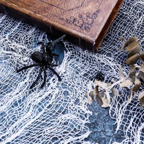 Vista 6 de Paquete de 4 paños espeluznantes de Halloween de tela espeluznante de tela suelta de gasa de gasa extraña para decoración de fiesta de Halloween