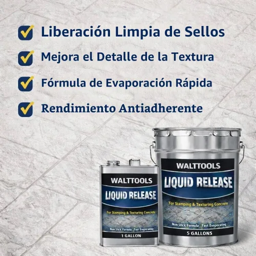 Vista 3 de Liberación líquida para sellos de hormigón, formas de borde de encimera, herramientas (1 galón)