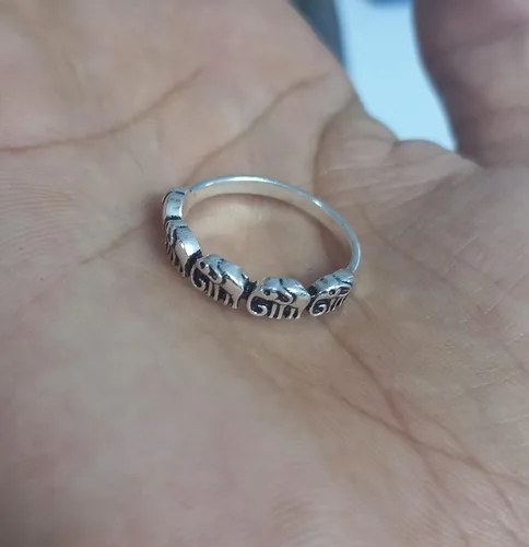 Vista 5 de Oxidized Eternity Elephant Animal Ring New 925 Sterling Silver Band