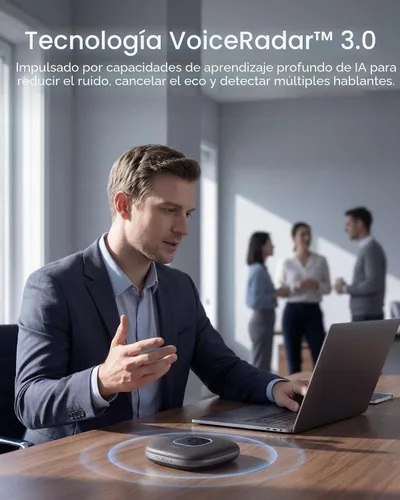 Vista 2 de Anker PowerConf Speakerphone, Zoom Certified Conference Speaker with 6 Mics Negro