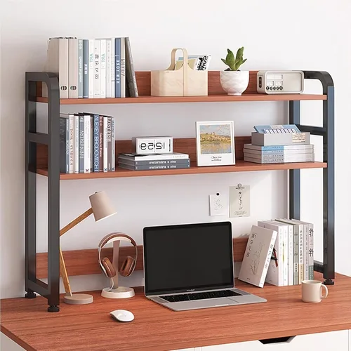 Vista 3 de Estantería de escritorio pequeña de 2 capas, organizador de escritorio, estante organizador de escritorio de bricolaje, estantería de escritorio