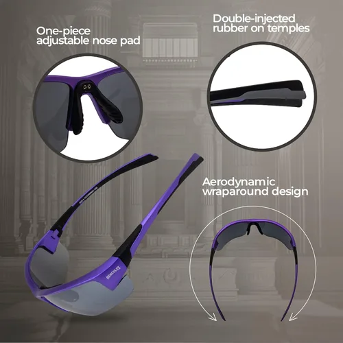 Vista 5 de Global Vision Hercules 7 - Gafas de sol de seguridad para mujer con estuche negro con cremallera y bolsa de microfibra, lentes de espejo flash