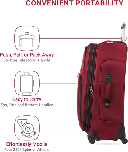 Vista 56 de SwissGear - Equipaje suave expandible Sion con ruedas, Negro