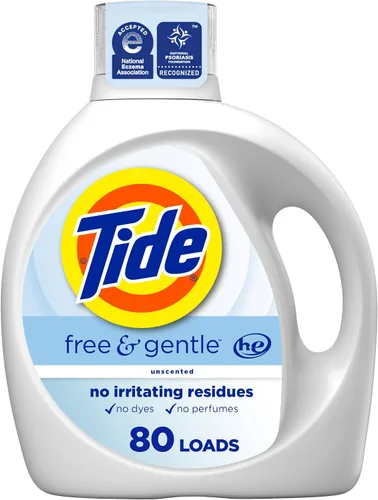 Vista 28 de Tide Free & Gentle - Detergente líquido suave para ropa, 64 cargas