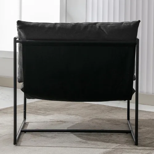 Vista 9 de Silla tipo cabestrillo, silla de acento suave con marco de acero, cómoda silla reclinable con cojín suelto para lectura para sala de estar, sala