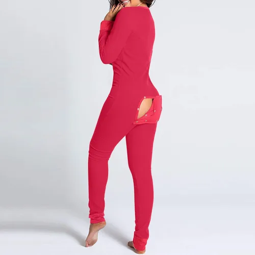 Vista 2 de Pijama de Navidad para mujer, con botones, funcional y solapa abotonada, para adultos, pijama acogedora