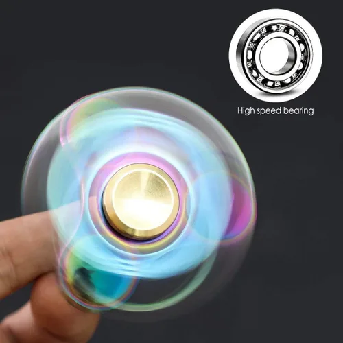 Vista 2 de JUNAN Hilanderos de mano de metal arcoíris EDC Fidget Spinner Reductor de estrés con rodamientos de alta velocidad Fidget Juguetes de dedo para TDAH
