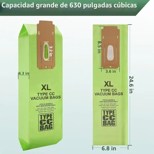 Vista 5 de Paquete de 16 bolsas de vacío para Oreck tipo CC, se adapta a todas las Verde