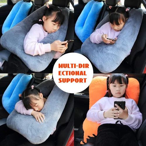 Vista 6 de Almohada de viaje para automóvil (28 x 18 pulgadas), almohada en forma de U, almohada de sueño de viaje de larga distancia para soporte de cabeza