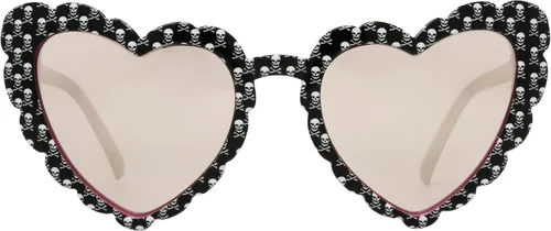 Vista 2 de Betsey Johnson Gafas de sol para mujer Queen of Hearts, negras con patrón de calavera, 55 mm