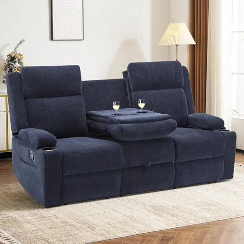 Vista 11 de Sofá reclinable de dos plazas, sofá biplaza con reposapiés ajustable, sillón reclinable de pared para sala de estar, cine en casa y RV (beige)