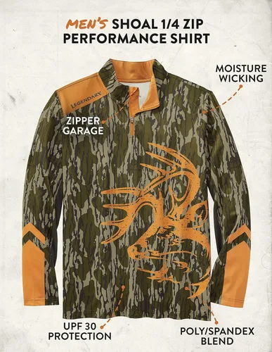 Vista 3 de Legendary Whitetails Camisa Shoal Performance con cremallera de 14 para hombre