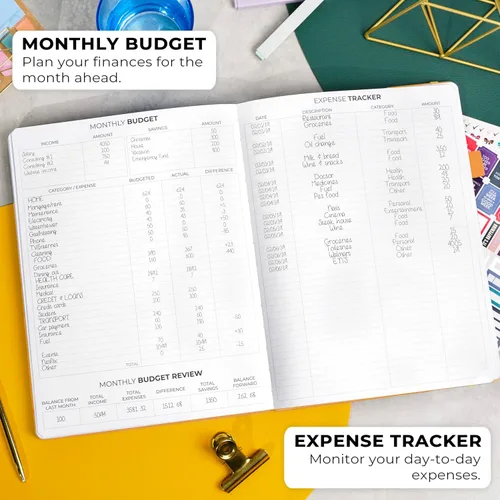 Vista 5 de Clever Fox Planner Pro Premium - Lujosa agenda semanal y mensual con organizador de presupuesto para productividad y objetivos, sin fecha, A4