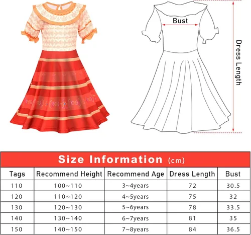 Vista 6 de Encanto Costume Dress For Girls Kids Princess Dress Up Clothes For Halloween Cosplay Birthdays As Girls Outfits Gifts