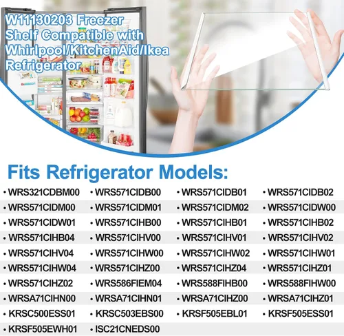 Vista 5 de [2 PAQUETE] Estante de vidrio para congelador ALVAR W11130203 de actualización compatible con estante de congelador Whirlpool, reemplazo de estante