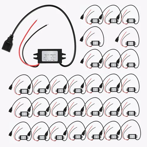 Vista 10 de Weewooday 12 V a 5 V convertidor DC módulo buck adaptador de alimentación USB convertidor de alimentación para coche regulador (1 pieza)