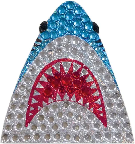 Vista 2 de iscream Tarjeta de felicitación colorida "HANGRY" con calcomanía de tiburón de diamantes de imitación extraíble y sobre