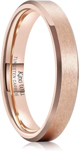 Vista 25 de King Will Anillo de tungsteno para hombres de King Will - Disponible en 6 mm a 10 mm, negro/plata, acabado mate, borde biselado pulido, ajuste