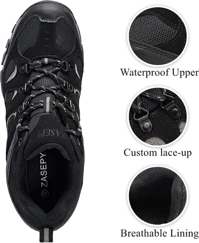 Vista 3 de ZASEPY Men's Hiking Shoes Waterproof Anti Slip Outdoor Boots Low Top Ankle Hiker Trekking Trail Shoe for Men All Weather