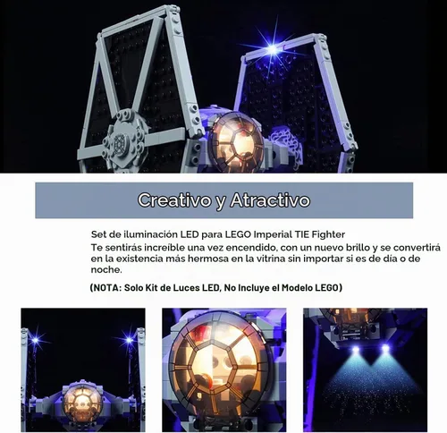 Vista 2 de BrickBling Luz compatible con Lego Imperial TIE Fighter 75300 (sin modelo)