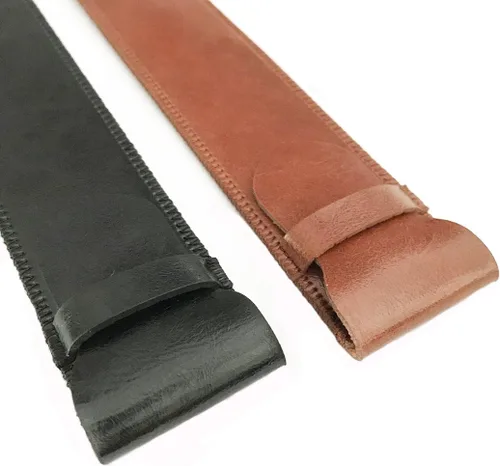 Vista 3 de Daimay Funda de cuero hecha a mano, funda protectora suave para bolígrafo, lápiz capacitivo, color negro y marrón