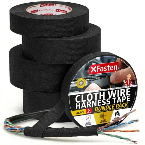 Vista 11 de XFasten Cinta de arnés de cables, 1.3 pulgadas x 50 pies, arnés de cableado de alta temperatura, cinta eléctrica de tela de fieltro autoadhesiva