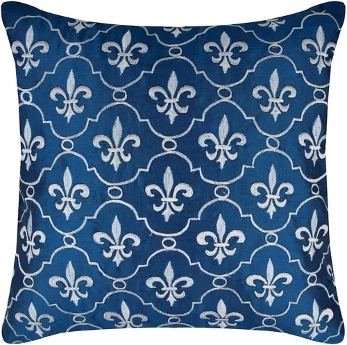 Vista 12 de The HomeCentric Funda de cojín para sofá, 12 x 12 pulgadas, funda de almohada decorativa cuadrada de lino azul claro con zardozi y cuentas bordadas