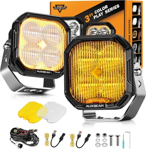 Vista 11 de Auxbeam Color Play Series SAE - Luces antiniebla LED de 3 pulgadas con DRL blanco y señal de giro para Ford Honda, Nissan, Subaru, Acura, Lexus