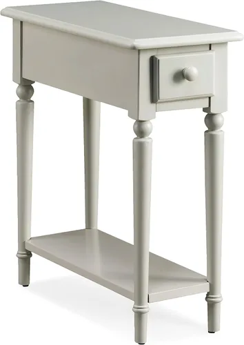 Vista 7 de Leick Home 9018-BR - Mesa auxiliar de patas de cabriole francés con un cajón, con estante, color marrón cereza