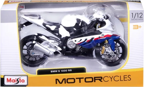 Vista 8 de Maisto 1/12 BMW S1000Rr Motocicleta, Blanco/Rojo/Azul Multi