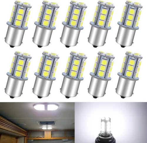 Vista 10 de Bombilla LED 1156 1141 de 10V-30V CA/CC súper brillante blanco cálido 1073 7506 BA15S bombillas de repuesto para RV caravana cámper remolque