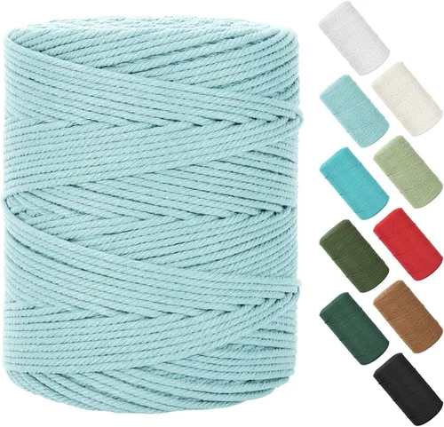 Vista 98 de Cuerda de macramé de 0.079 in x 220 yardas (656 pies), cuerda de algodón natural para colgar en la pared, ganchos de plantas, manualidades Verde