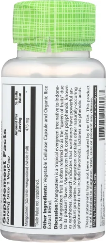 Vista 2 de Solaray Fruta de mangostán 475 mg Hierba entera Suplemento antioxidante y de apoyo inmunológico con fitonutrientes, polifenoles, flavonoides