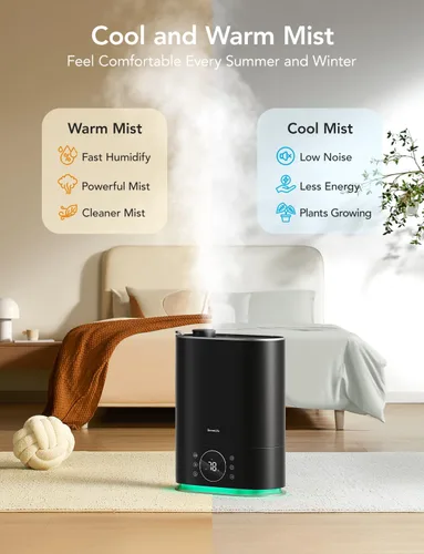 Vista 4 de GoveeLife Humidificadores de 7L para Dormitorio, Humidificador Inteligente de Relleno Superior de Niebla Fría y Cálida para Habitación Grande, Modo