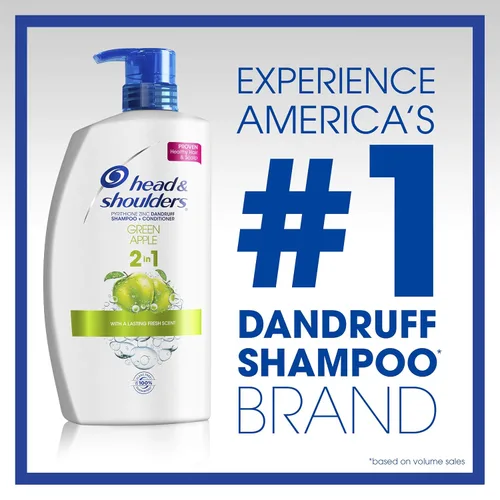 Vista 3 de Head and Shoulders Green Apple Champú 2 en 1 anticaspa + acondicionador de 32.1 onzas líquidas (el embalaje puede variar)